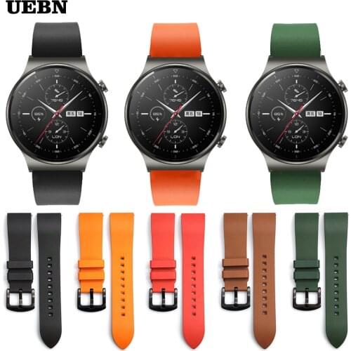 UEBN Fluorine Rubber Strap for Huawei Watch GT 2 Pro Strap Bracelet for Watch GT 2 42mm 46mm & 2e Honor ES/GS Pro Watchbands