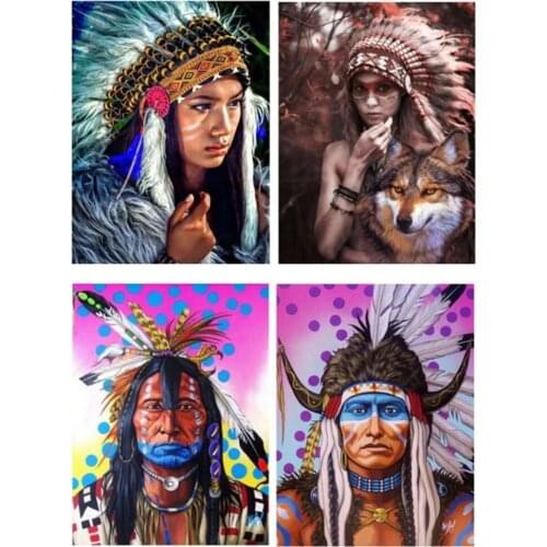 Tribal Woman DIY Diamond Painting by Number Indian Diamond Embroidery 5D Diamond Mosaic Cross Stitch Needlework Home Decoration