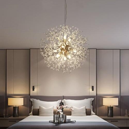 Nordic Luxury Chandelier Crystal Home Decoration Creative Romantic Indoor Lamp Gilt Globe Living Room Bedroom Droplight Fixtures