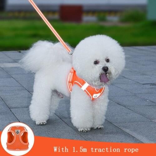 Dog Collar Vest Type Traction Rope New Breathable Solid Color Dog Walking Rope Small Pets Suitable for Teddy Pomeranian Kittens