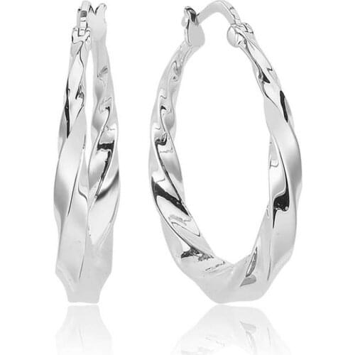 Valori Jewels Sparkling Spiral, Rhodium Plated, Sterling Silver Hoop Earrings