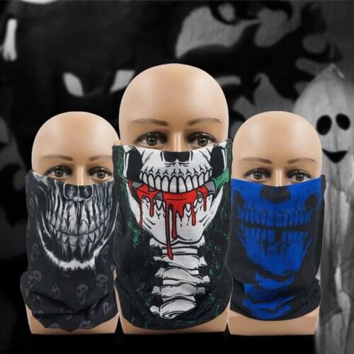 Halloween Costume Party 3D Skull Seamless Bandana Cycling Scarf Headwear Face Mask High Elastic Tube Bandana Balaclava Women Men