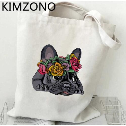 French Bulldog shopping bag tote reusable grocery recycle bag eco cotton bag sac cabas shoping reciclaje cabas