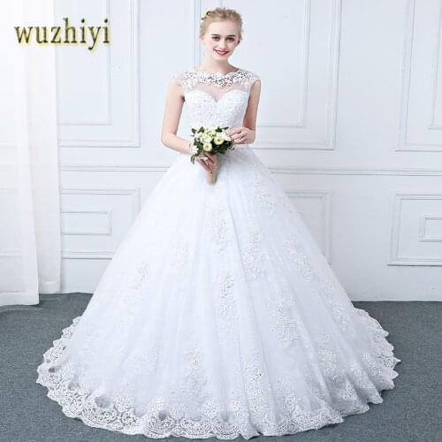 Wuzhiyi Vestido de noiva 2018 zipper ball gown wedding dresses robe mariage Princess Scoop Casamento Robe de Mariage Trouwjurk