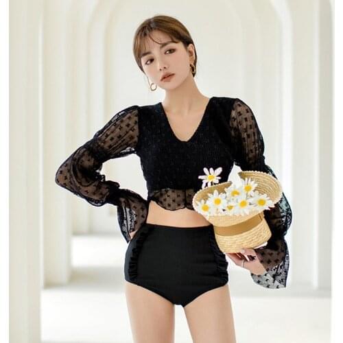 Tankini Swimwear For Women Two Piece Swimsuit Bathing Suit Girls Swim Wear Nvxia New Fairy French Split Long Sleeve Polyester