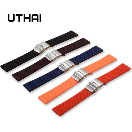 UTHAI P36 20mm Watch Strap Genuine 22mm Watch Band 18-24mm Watch Accessories High Quality Soft silicone strap