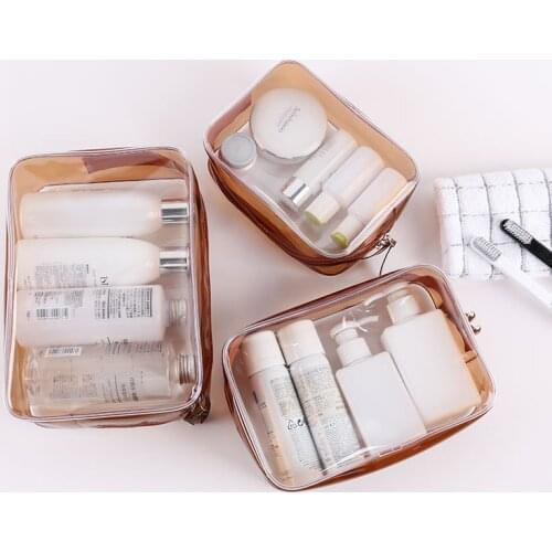 Waterproof Transparent PVC Bath Cosmetic Bag Women Make Up Case Travel Zipper Makeup Beauty Wash Organizer Toiletry Storage Kit