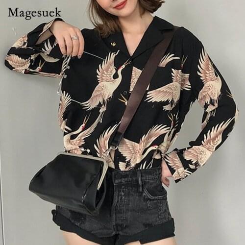 Women Blouses 2021 Vintage Printed Fashion Women Long Sleeve Shirts Print Chiffon Blouse Women Ladies Loose Femme Top 0845 30