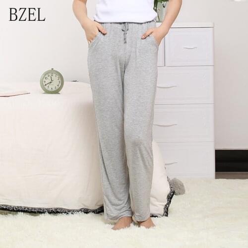 BZEL 2019 Women Pajama Bottoms Lounge Pants Female Nightwear Trousers Sleep Pants Girls Elastic Waist Modal Pants Big Size XXXL