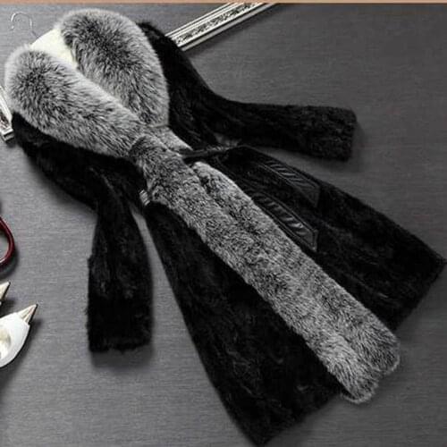 Winter Warm hooded Large size Long Solid color Faux Fur Coat 2019 New Casual Long sleeve Women Fur Jacket Outwear