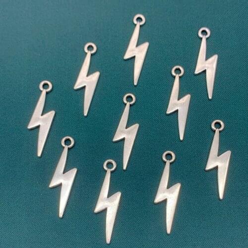 10Pcs Zinc Alloy Flash Lightning Charms 21*10mm Antique Silver Tone Color Necklace Pendant For DIY Jewelry Finding Accessories