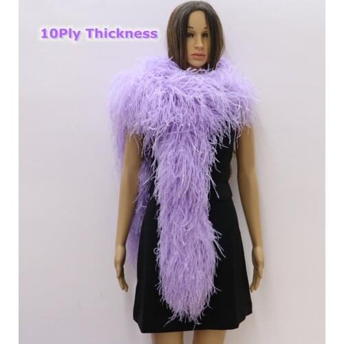 10Ply Thickness Natural Ostrich Feathers Boas Dyed Fluffy White Feather Dress Scarf Carnival Shawl Clothes Decor for Crafts 2M