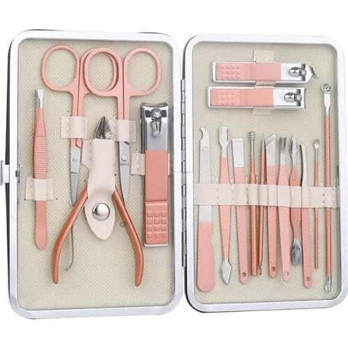 18Pcs Manicure Tools Set Stainless Steel Professional nail clipper Kit of Pedicure Paronychia Nippers Trimmer Cutters