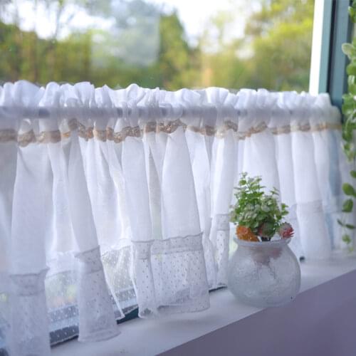 2021 Lace Short Curtains for Living Room Bathroom Closet Wall Kitchen Window Curtain Valance Small Tulle Drapes Home Decor