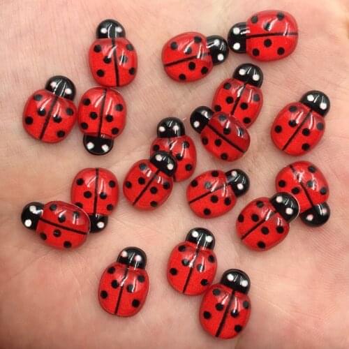 300pcs Resin Cute Colorful Beautiful 11*15mm Red Beetle Flat Back Rhinestone Appliques DIY Wedding Scrapbook Craft SF854