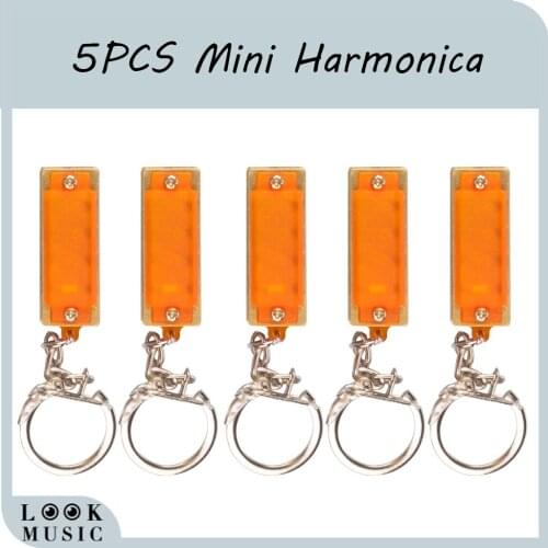 5PCS Music Lovers Keychain 4 Holes 8 Tone Fashion Cute Mini Pocket Harmonica Keychain