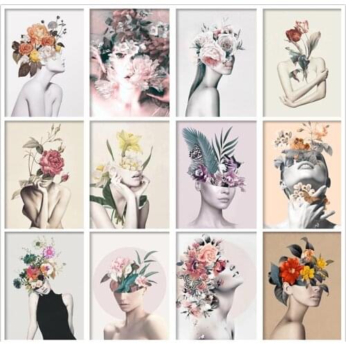 5D DIY Full Drill Diamond Painting Abstract Girl Woman Flower Diamond Mosaic Modern Art Embroidery Cross Stitch Home Decor Gift