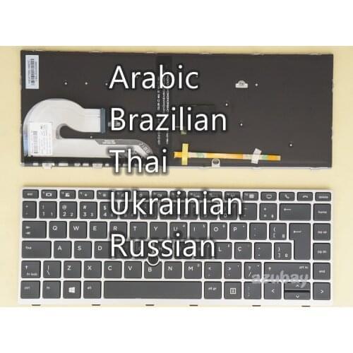 Arabic Brazilian Thai Ukrainian Russian Keyboard For HP Elitebook 745 G5, 840 G5, 846 G5 ZBook 14u G5 Silver Frame Backlit or No