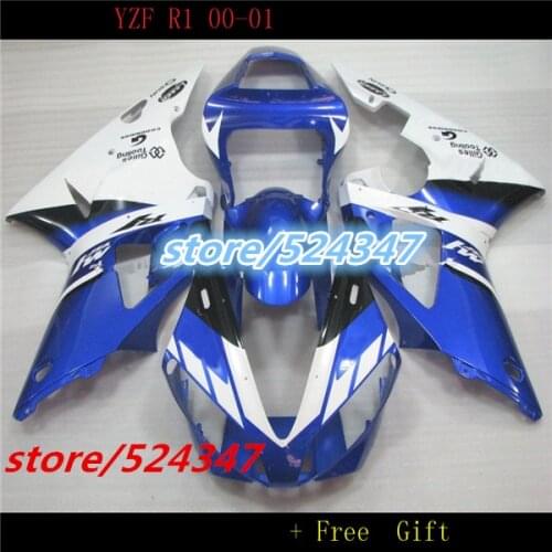 B Blue white Fairing For YZF-R1 R1 YZFR1 00 01 YZF1000 *99263 Blue black 2000 2001 YZF 1000 YZF R1 00-01