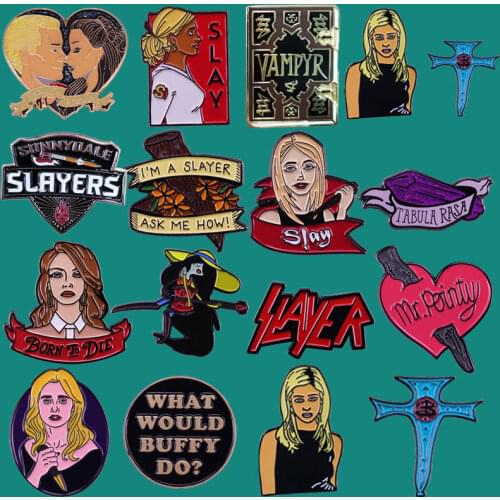 Buffy the Vampire Slayer Lapel Brooch Collect Feminist Metal Pins Backpack Collar Adorn Cartoon Badges Fashion Jewelry Gifts