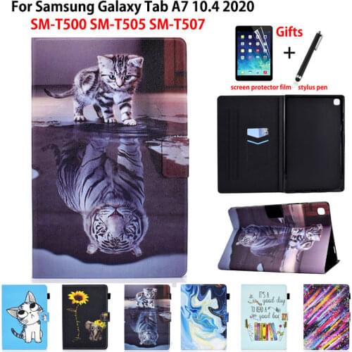 Case For Samsung Galaxy Tab A7 10.4 2020 Cover SM-T500 SM-T505 SM-T507 T500 Funda Tablet Tiger Painted Shell Coque Capa +Gift