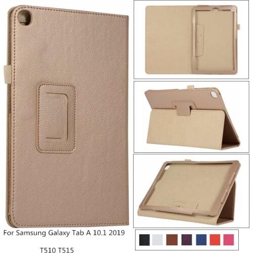Litchi 2 fold Case for Samsung Galaxy Tab A 10.1 2019 T510 T515 Stand Cover PU Leather Case for Samsung 10.1SM-T510 T515 + film