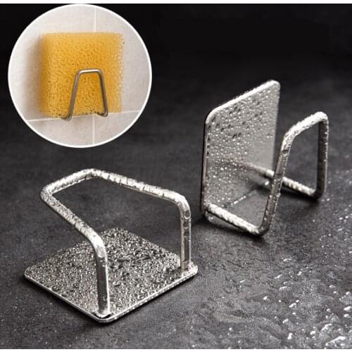 Kitchen Sponge Holder Brush Soap Drying Rack Stainless Steel Dish Cloths Holder Bathroom Sundries Organize Hook