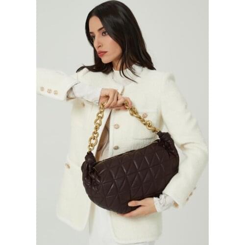 Designer Soft Leather Bags Women 2021 Fashion Grid Chains Ladies Shoulder Bag Cute Winter Female Hobo Purses and Handbags Dating