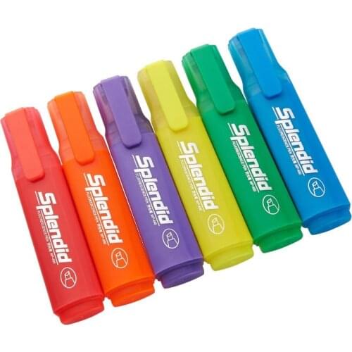 1-Piece Fluorescent Markers pen Kawaii Highlighters Red Orange Yellow Purple Green Blue Highlighter Pens School Office Supplies