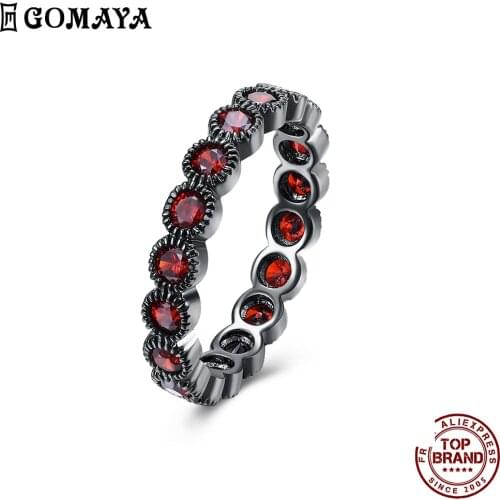 GOMAYA Beaded Round Red Clear Zirconia Rings For Women Creativity Design Finger Ring Party Prom Gift To Friend Fashion Jewelry