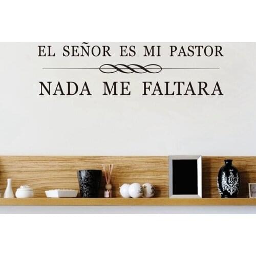 Spanish Christian Quotes Vinyl Wall Stickers El Senor es mi pastor Mural Decals Removable Art Vinilos Pegatinas Home Decoration