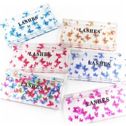 Custom logo NEW 20/50 pcs butterfly print Acrylic 20mm False Eyelashes Packaging Box Lash Boxes Fake 3D Mink Lashes Case empty