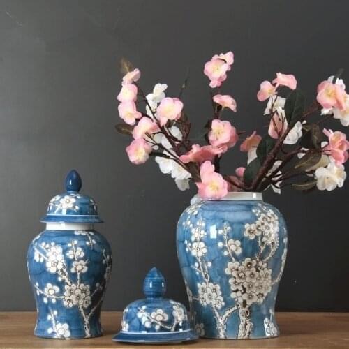 Jingdezhen Porcelain temple jar Blue And White Porcelain Ginger Jar Six Sided Jar Square Jar vase