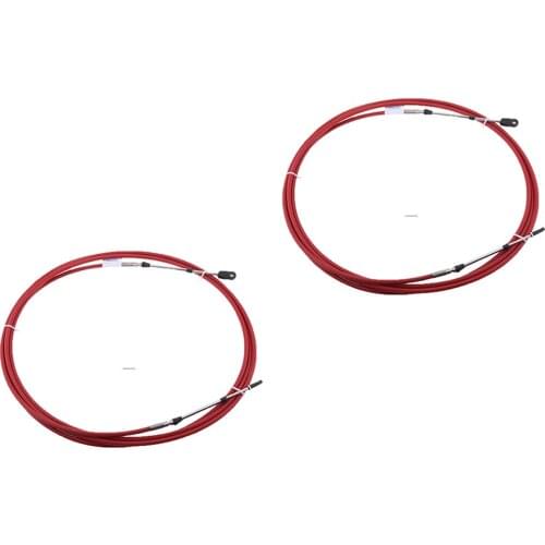 2Pcs 12Ft Throttle Control Cable Stainless Steel Wires for Boat Outboard - Red