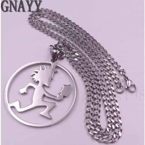 GNAYY Mens Large 2 inch Hatchetman Charms ICP Hatchet Man Pendant Juggalo Stainless Steel Pendant Necklace 5mm curb chain 24