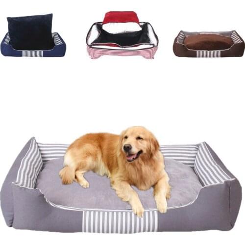 Pet Bed Removable Cover Dog Bed Kennel Strip Winter Warm Sleeping House for Cat Puppy Medium Large Dog Washable Pet Accessory