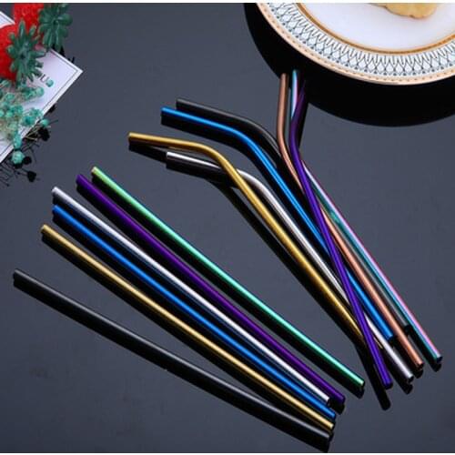 Reusable Metal Drinking Straws 304 Stainless Steel Sturdy Bent Straight Drinks Straw Bar Accessories