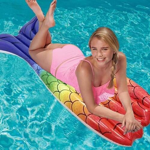 Inflatable Swimming Pool Float Hammock Mermaid Tail Floating Row Mattress For Children Adults On The Sea Side Of The Island