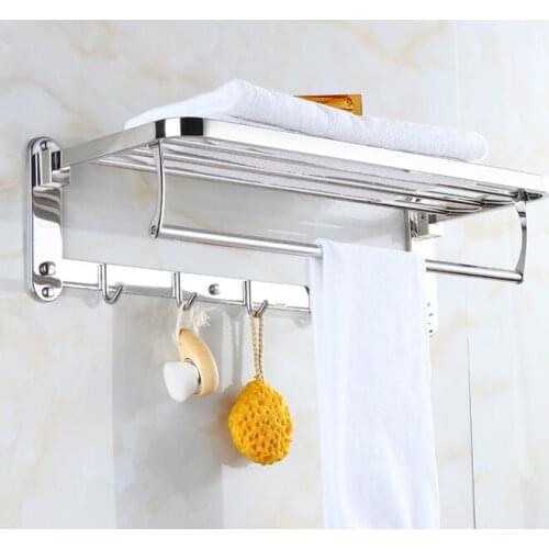 Wholesale and retail Towel Racks Bathroom chrome Finish foldable Bath Towel Shelves Towel Bar Bath Hardware free shipping
