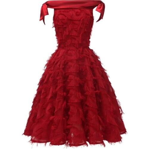 Tassel Bridesmaid Dress Pink Cocktail Party Dress Burgundy Elegant Vestidos de Fiesta Robe de Soiree Abendkleider DN-1712