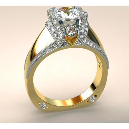 Popular Vintage Female Zircon Stone Ring Unique Style Crystal Wedding Ring Promise Engagement Rings For Women