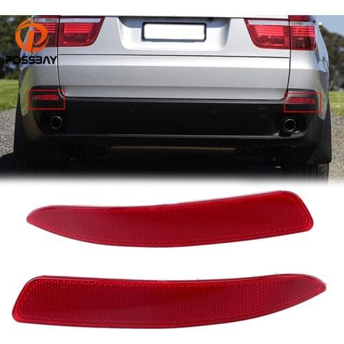 POSSBAY Rear Bumper Cover Reflector Red for BMW X5 E70 3.0d/3.0sd/3.0si 2007-2010 Pre-facelift Fog Warning Lights