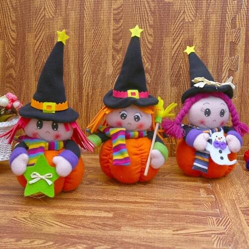 Festival Party Gift Soft Dolls Ghost Cartoon Girl Pumpkin Witches Halloween Stuffed Plush Dolls Festival Bar Decoration