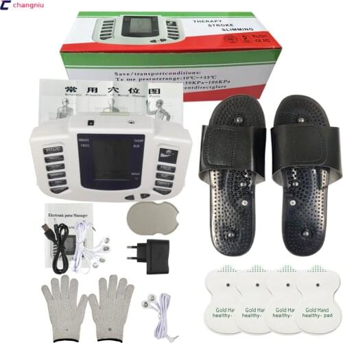 JR309A Electrical Stimulator Full Body Relax Muscle Therapy Massager,Pulse tens Acupuncture with therapy slipper+4pads+gloves