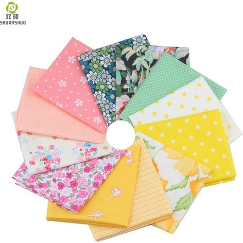 Shuanshuo NEW Series Twill Cotton Fabric,Patchwork Cloth,DIY Sewing Quilting Fat Quarters Material For Baby&Chil 12pcs/lot