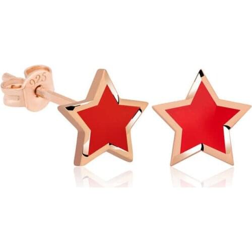 Silverlina Silver Phosphorescent Red Star Earrings
