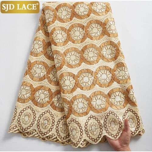 SJD LACE 2021High Quality African Lace Fabric Embroidery Wedding Materials With Holes Swiss Voile Lace In Switzerland Sew A2352