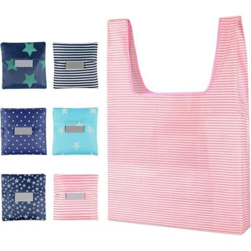 Fashion portable women shopping bag creative printing Oxford cloth folding Ladies bag Kitchen storage bags home accessories