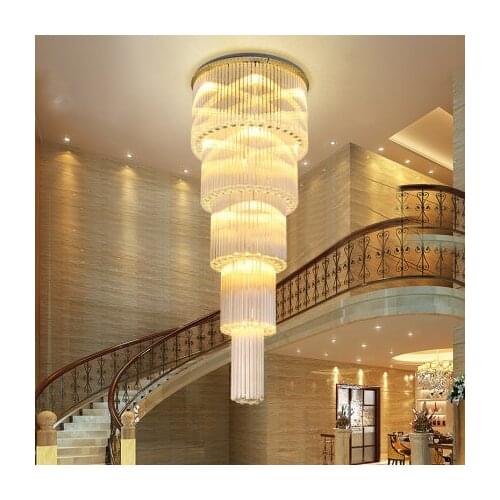 LED Modern K9 Crystal Chandelier Lights Fixture Luxury Chandelier Big Long Hotel Staitway Lobby Hall Parlor Home Indoor Lighting