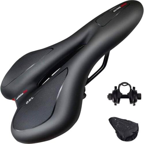 YAFEE Bicycle Seat Hollow Breathable Soft Silica Gel Sponge for Mountain Bike Cycling Accessories with Clip + Rain Cove